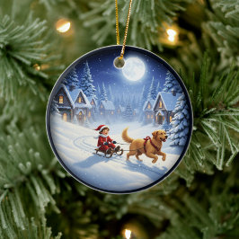 Bezaubernde festliche Weihnachtsszene Keramik Ornament