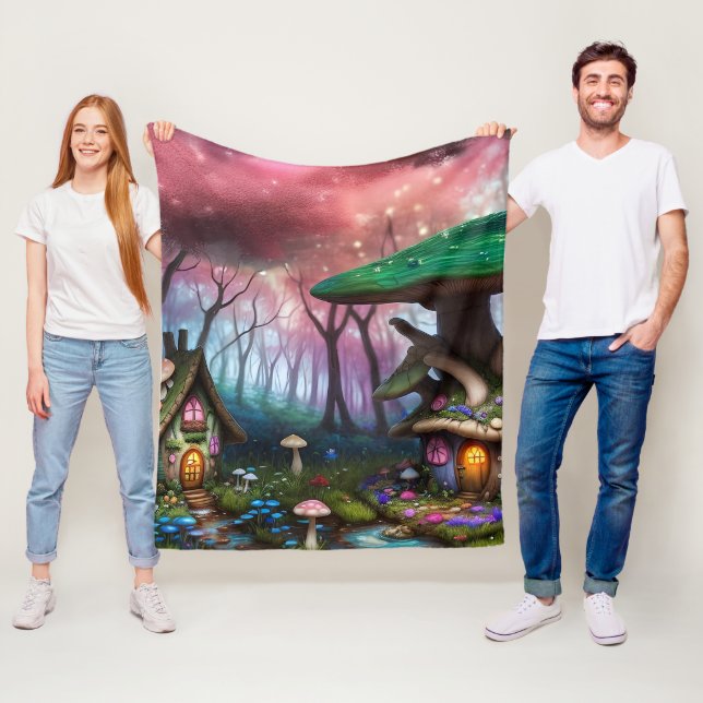 Bezaubernde Forest Dreamscape Mushroom Fantasy Fai Fleecedecke (Beispiel)