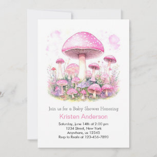 Bezaubernde Forest Dreamy Pink Girl Babydusche Einladung