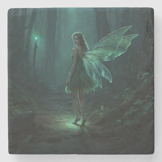 Bezaubernde Forest Fairy Fantasy Art Steinuntersetzer (Vorderseite)
