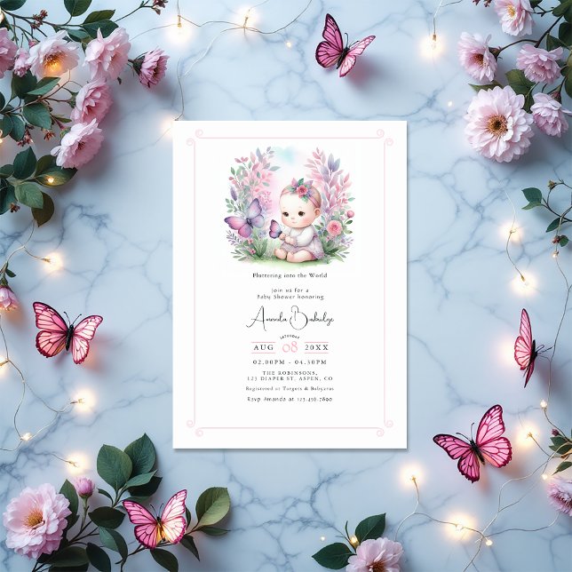 Bezaubernde Garden Flutter Liebe Babydusche Einladung (Enchanted Garden Flutter Love Baby Shower Invitation)