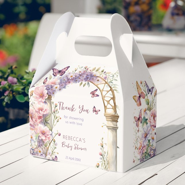 Bezaubernde Gartenpastellschmetterlinge Babydusche Geschenkschachtel (Enchanted garden pastel butterflies baby shower favors personalized favor box spring summer floral)