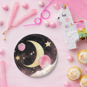 Bezaubernde Himmelsbabydusche: Mond & Sterne Pappteller