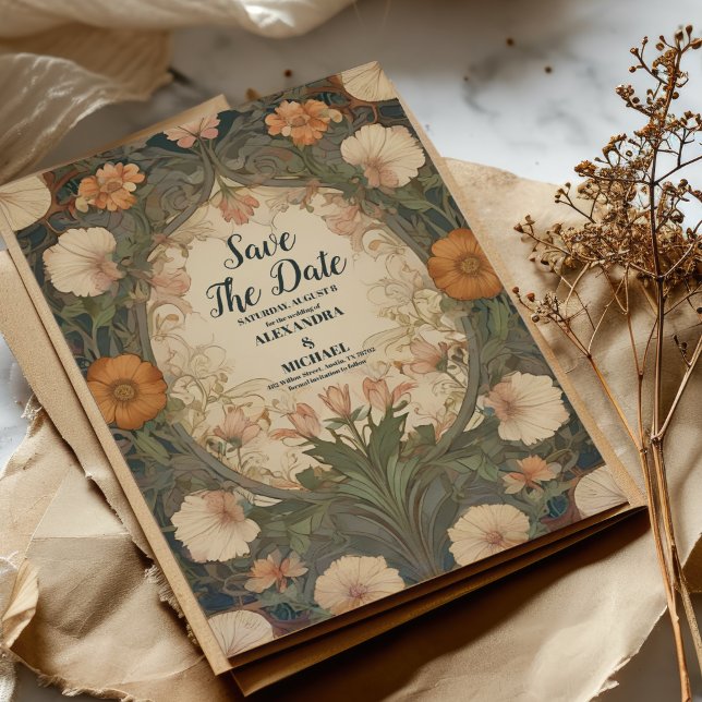 Bezaubernde Hochzeit im Garten Jugendstil Save The Date (Von Creator hochgeladen)