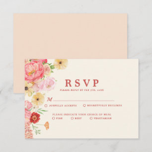 Bezaubernde Hochzeit mit Aquarellblütenbutter RSVP Karte