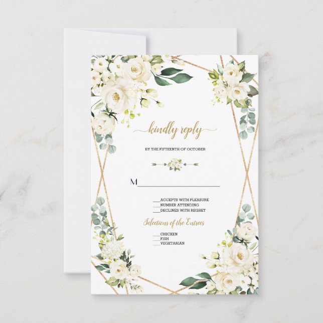 Bezaubernde Hochzeit mit weißer Blüte RSVP Karte (Vorderseite)
