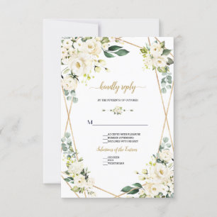 Bezaubernde Hochzeit mit weißer Blüte RSVP Karte
