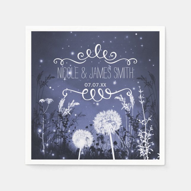 Bezaubernde Hochzeit von Twilight Sky Stars & Foli Serviette (Vorderseite)