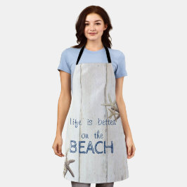 Bezaubernde Holztextur, Starfish, Strand Schürze