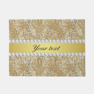 Bezaubernde Imitat-GoldSequins und -diamanten Fußmatte