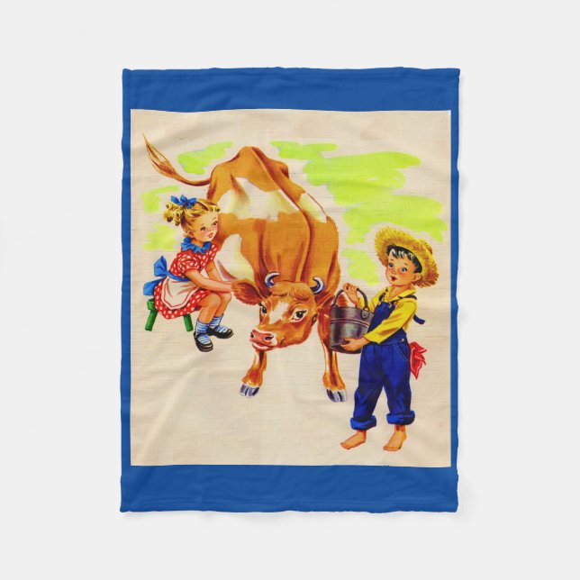 bezaubernde Kinder mit bezaubernder Kuh Fleecedecke (Vorderseite)