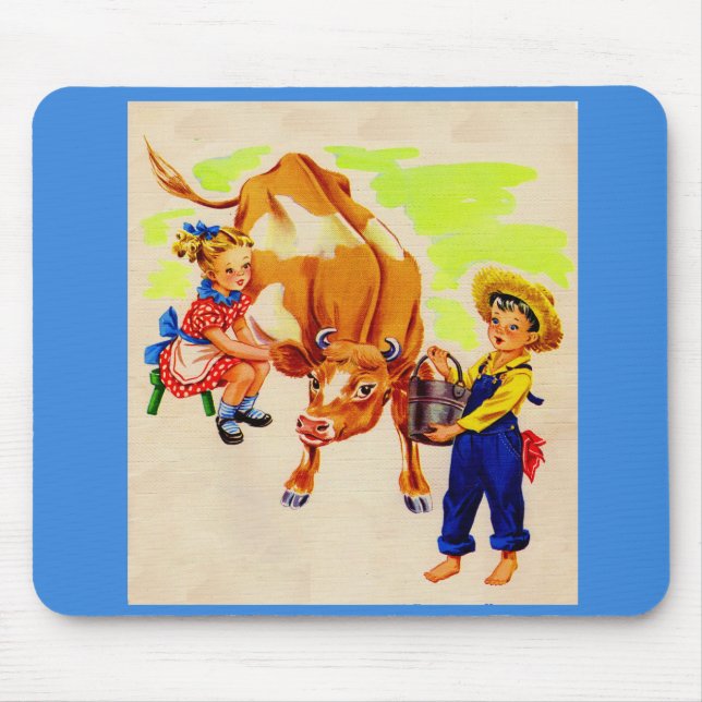 bezaubernde Kinder mit bezaubernder Kuh Mousepad (Vorne)