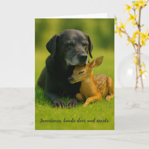 Bezaubernde Labradormischlings-Hund und Reh Ermuti Karte