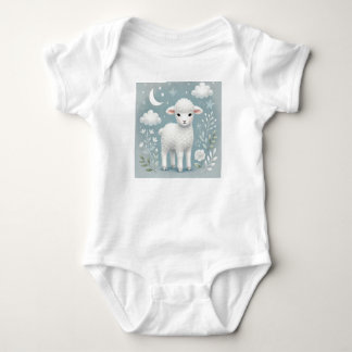 Bezaubernde Lamm Mond Wolken Baby Strampler