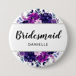 Bezaubernde Lila Bridesmaid Mit Monogramm Button