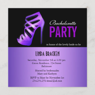 Bezaubernde lila Pumpen-schwarze Einladung