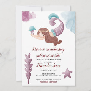 Bezaubernde Mermaids und Quallyfish Baby Shower In Einladung