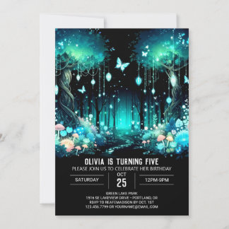 Bezaubernde moderne Woodland Digital Geburtstag Einladung