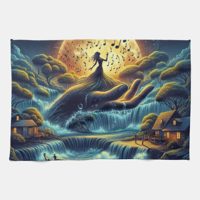 Bezaubernde Mondlichtserenade Geschirrtuch (Horizontal)