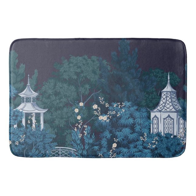 Bezaubernde Moonlit Gardens Chinoiserie Badematte (Vorderseite)