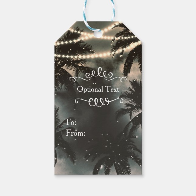 Bezaubernde nächtliche Sky Palm Trees & String Lig Geschenkanhänger (Vorderseite)