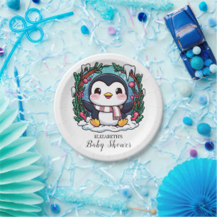 Bezaubernde Niedliche Pinguin-Babydusche Pappteller