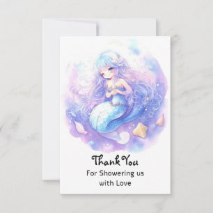 Bezaubernde Ocean Fantasy Mermaid Babydusche Dankeskarte