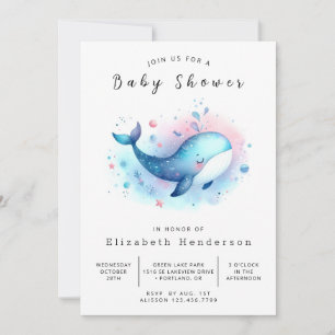 Bezaubernde Online-Whale-Baby-Dusche Einladung