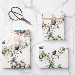 Bezaubernde Ostergeburten und Blütenfrüchte Geschenkpapier Set