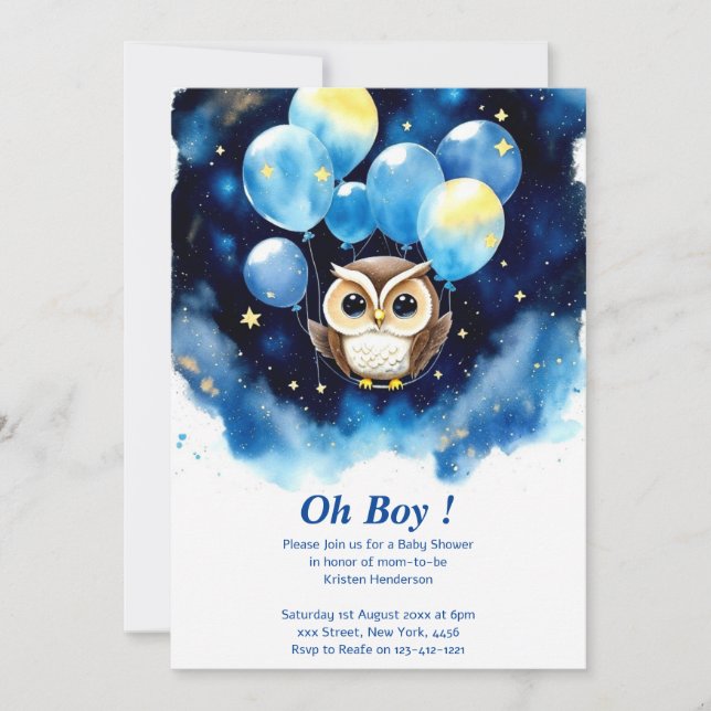 Bezaubernde Owl Baby Dusche Einladung (Vorderseite)