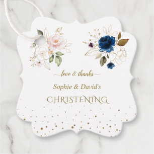Bezaubernde Pink Blue Gold Blume Twins Christening Geschenkanhänger