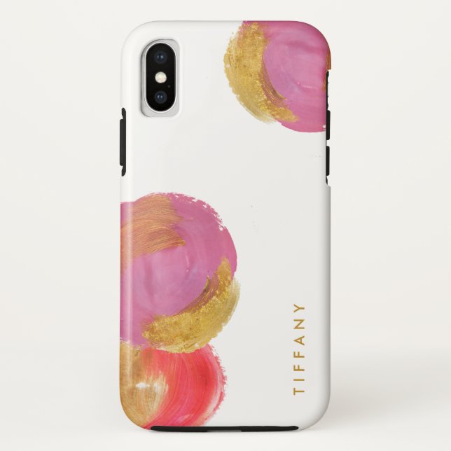 Bezaubernde pinkfarbene Rosa-und Goldkreise auf Case-Mate iPhone Hülle (Rückseite)