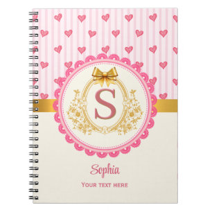 Bezaubernde Prinzessin Monogramm Herzen Notizblock