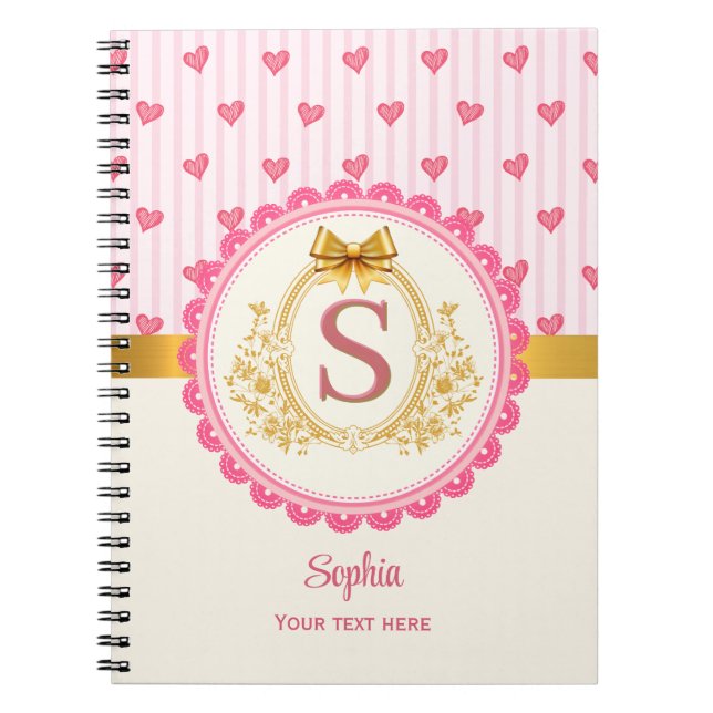 Bezaubernde Prinzessin Monogramm Herzen Notizblock (Vorderseite)