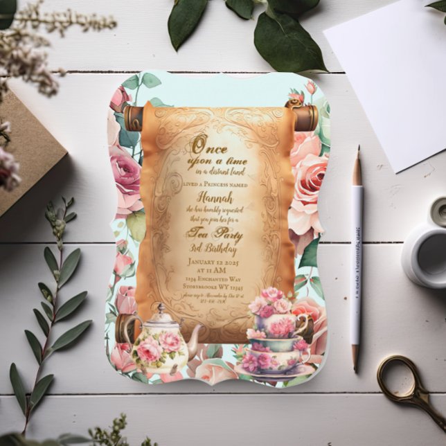 Bezaubernde Prinzessin Türkis Tea Party Geburtstag Einladung (Von Creator hochgeladen)