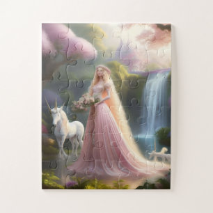 Bezaubernde Prinzessin & Unicorn Fantasy Art Puzzle