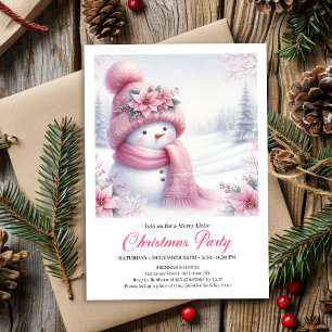 Bezaubernde rosa Schneemann-Weihnachtseinladung zu Einladung