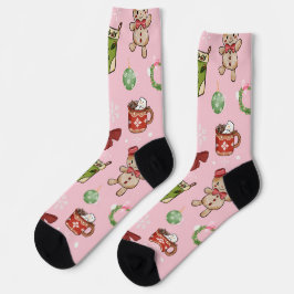 Bezaubernde rosa Weihnachtsstrümpfe Socken