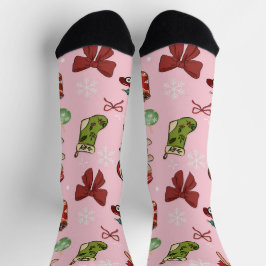 Bezaubernde rosa Weihnachtsstrümpfe Socken