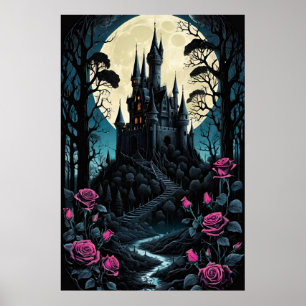 Bezaubernde Rose Burg Fantasy Poster