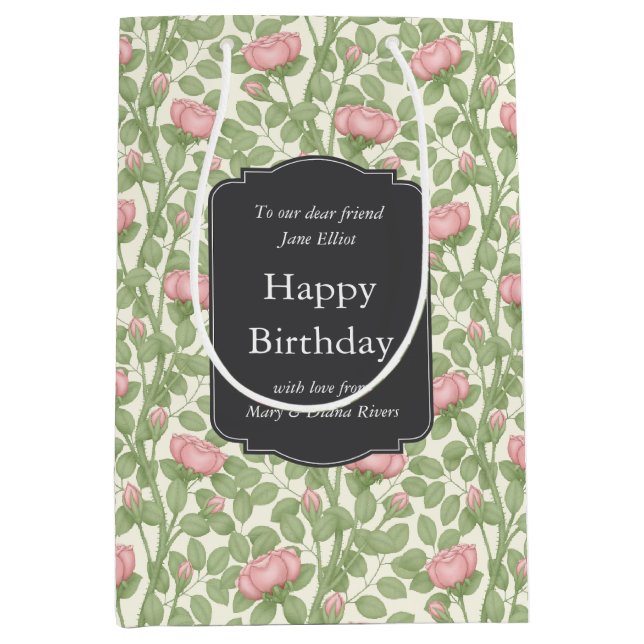 Bezaubernde Rose Garten Elfenbeinküste Mittlere Geschenktüte (Vorderseite)