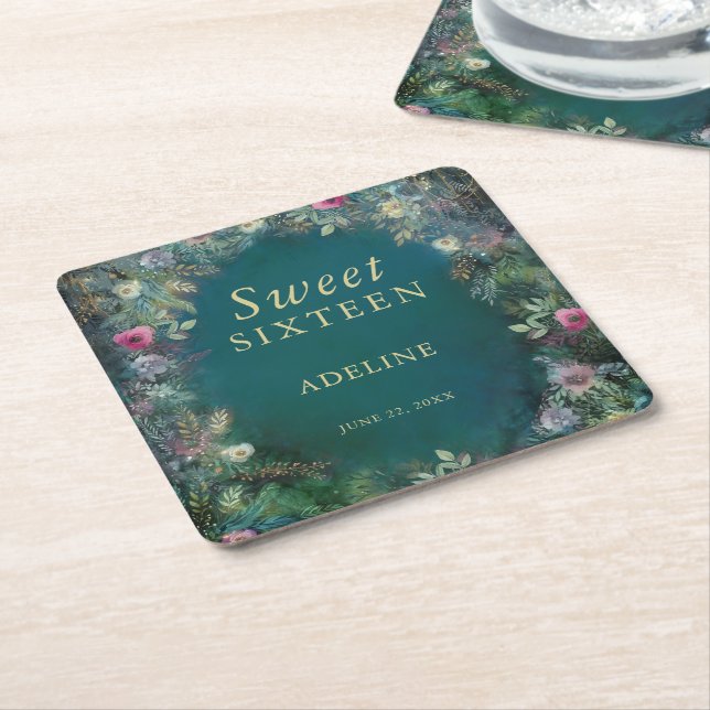 Bezaubernde Rose Grüne Fairy Woodland UAWG Rechteckiger Pappuntersetzer (angewinkelt)