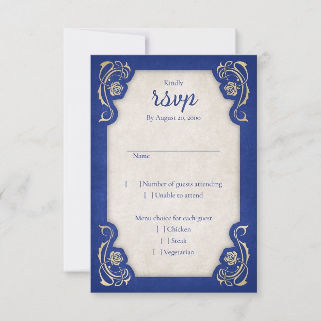 Bezaubernde Rose Hochzeit RSVP Karte (Vorderseite)