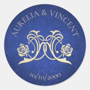 Bezaubernde Rose Hochzeit Runder Aufkleber