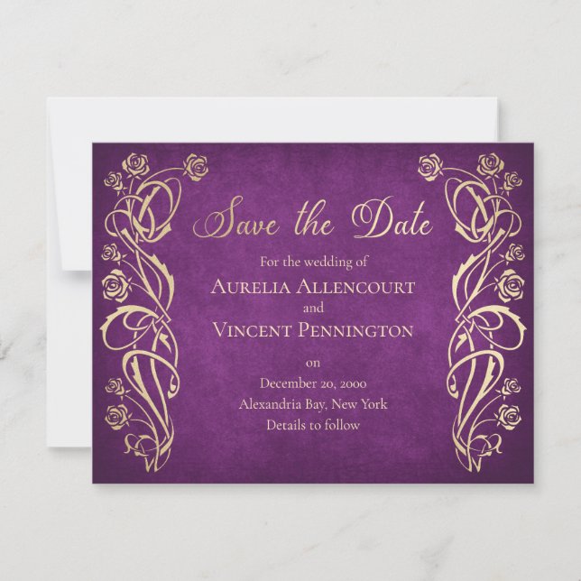 Bezaubernde Rose Hochzeit Save The Date (Vorderseite)