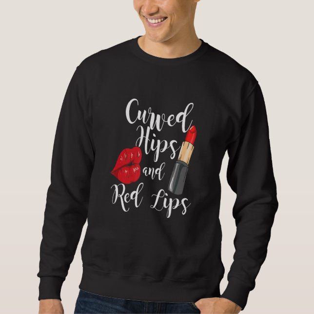Bezaubernde rote Lippen Lipstick gekrümmte Hüften  Sweatshirt (Vorderseite)