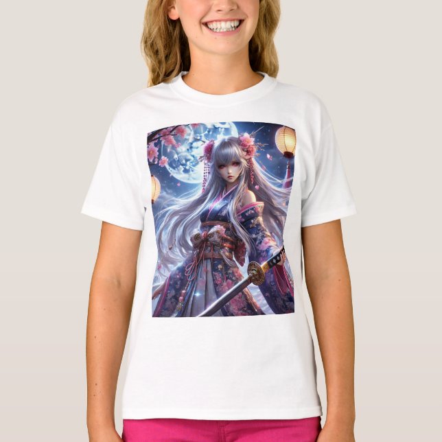 🌙 Bezaubernde Samurai Prinzessin - Moonlit Warrio T-Shirt (Vorderseite)