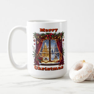 Bezaubernde Schneefenster-Anzeige Kaffeetasse