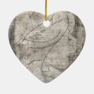 Bezaubernde Schwarz-Weiß-Print: Junge Mädchen unte Keramik Ornament