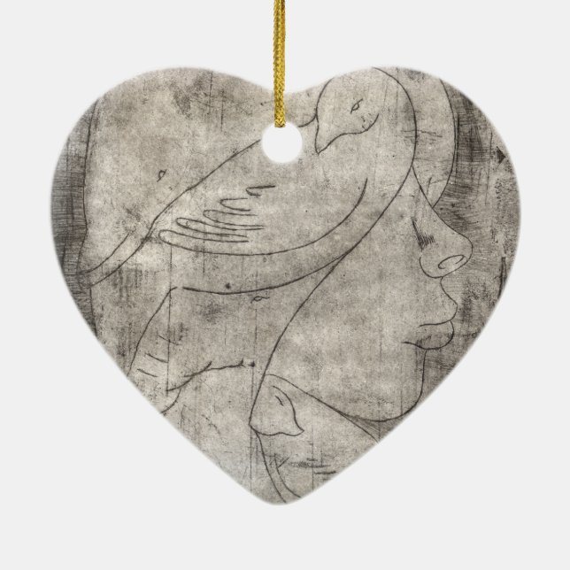 Bezaubernde Schwarz-Weiß-Print: Junge Mädchen unte Keramik Ornament (Hinten)